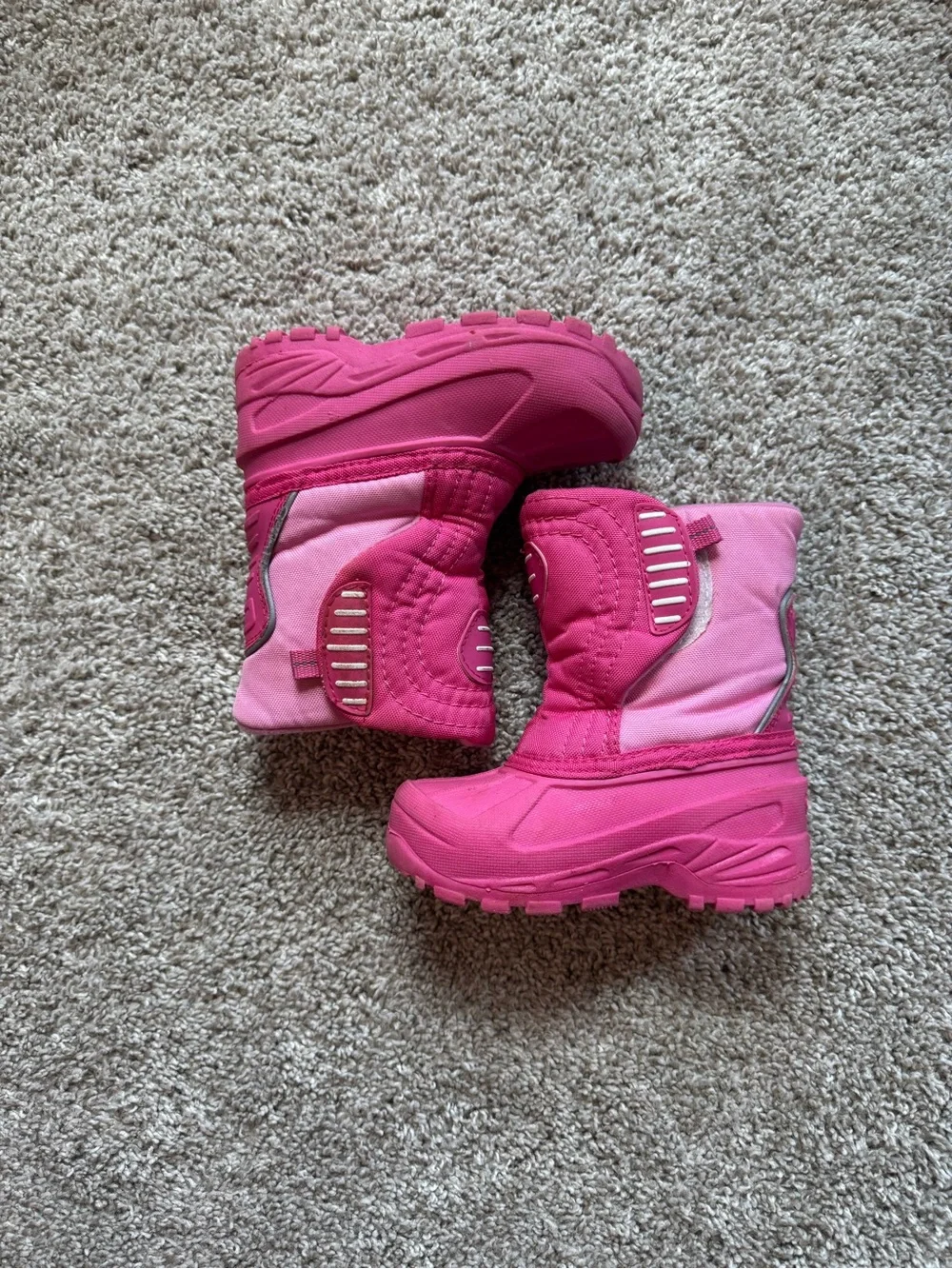 Girls Pink Snow Boots Size 8 Winter Waterproof Pull-On Boots Slip on